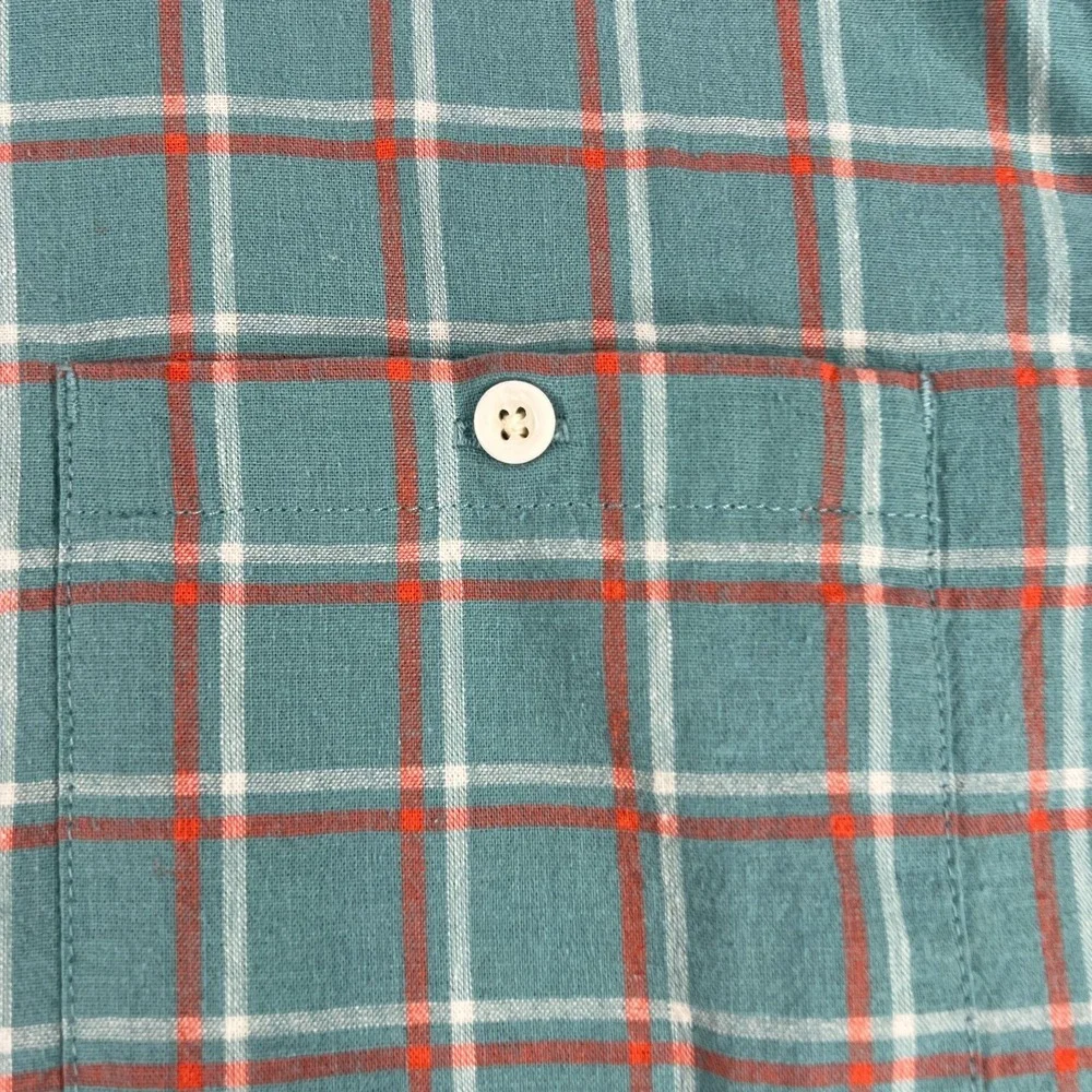 The North Face Shirt Mens Large Green Check Short Sleeve Button Up Hiking Casual